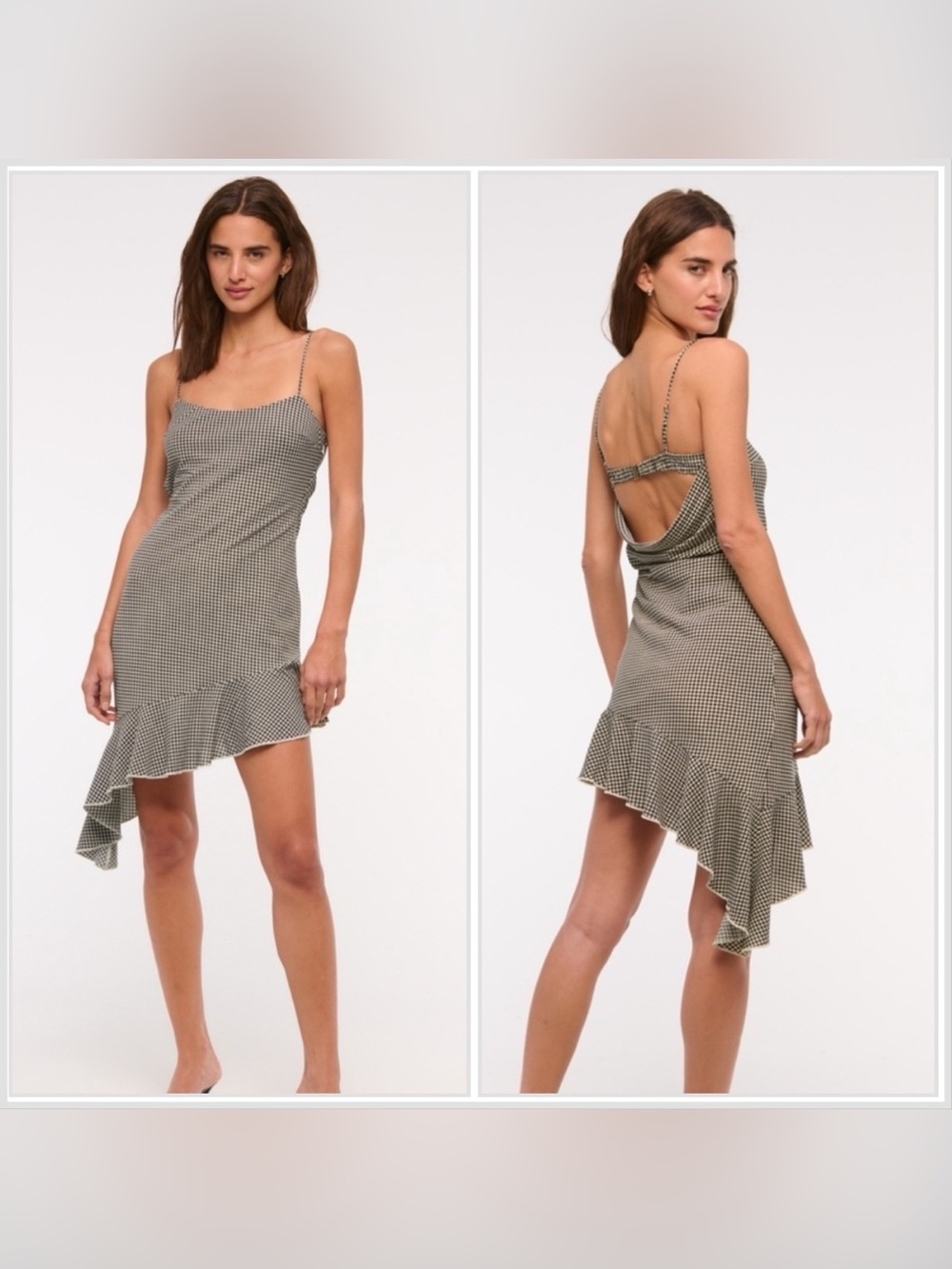 NWT Abercrombie & Fitch Open Back Houndstooth Medium Petite Silky Mini Dress